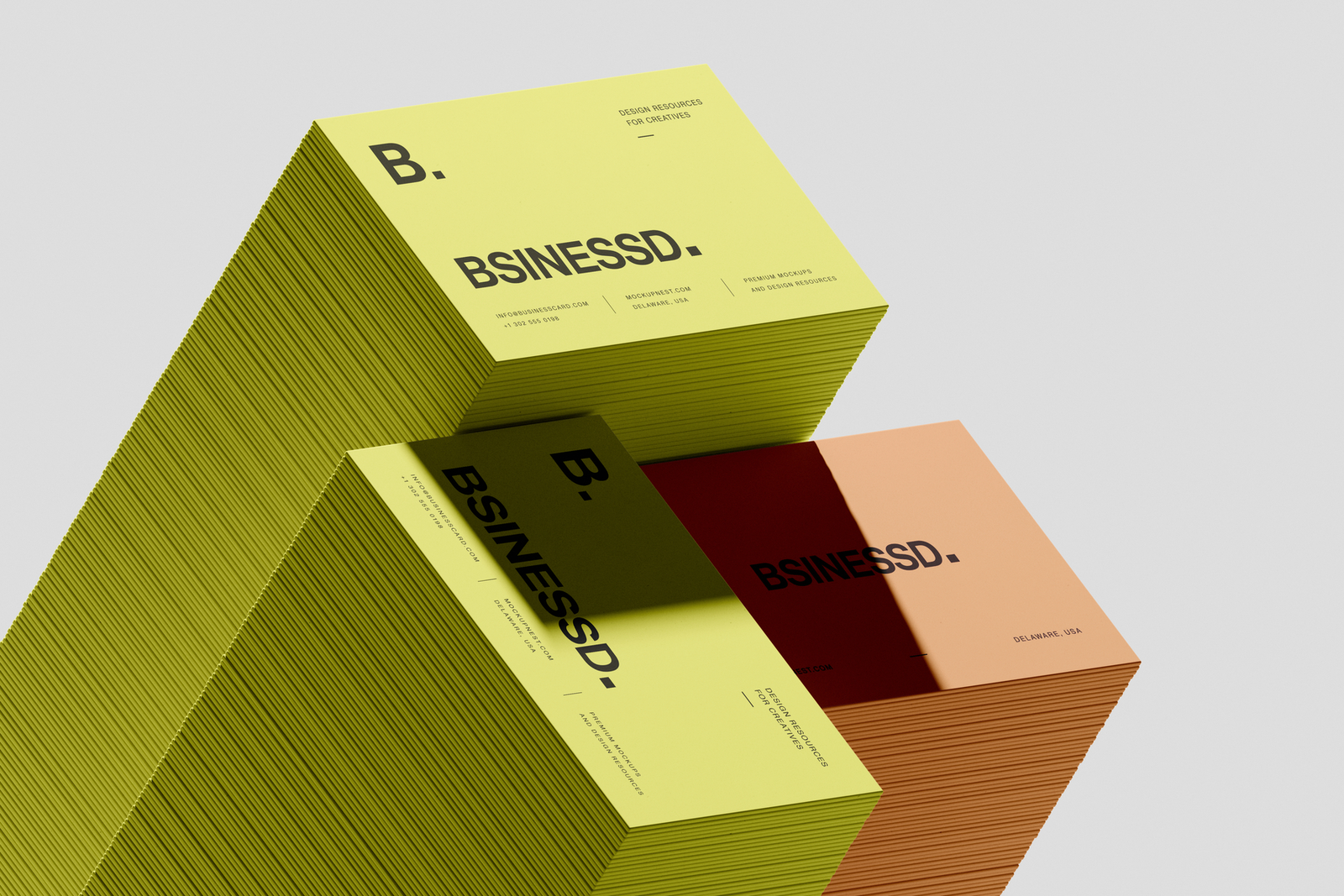 Free Stacked 85×55 Business Card Mockup With Soft Shadows