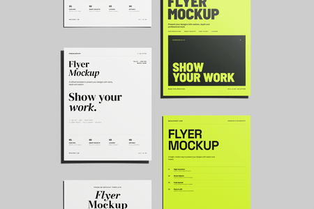 US Letter Flyer Poster Mockup Front View Set