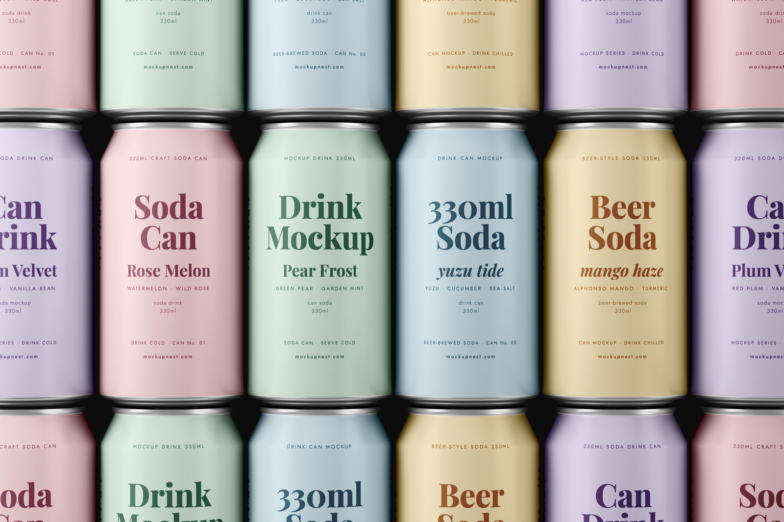 Free 330ml Soda Beer Drink Can Mockup On Stack