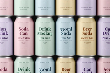 Free 330ml Soda Beer Drink Can Mockup On Stack