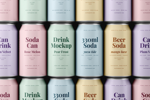 Free 330ml Soda Beer Drink Can Mockup On Stack