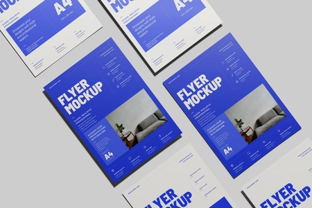 Free A4 EU Flyer Poster Mockup Top View