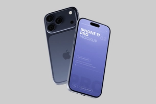 Free Blue iPhone 17 Pro Mockup Single