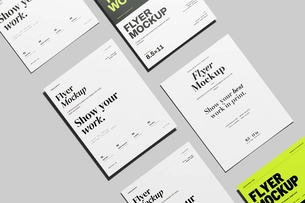 Free US Letter Flyer Poster Mockup Angled View