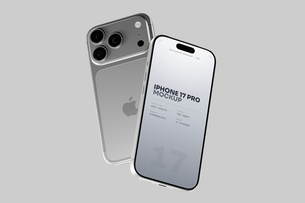 Silver iPhone 17 Pro Mockup With Soft Shadows