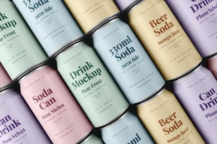 330ml Soda Beer Drink Can Mockup On Surface Top View