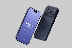Blue iPhone 17 Pro Mockup Perspective View
