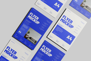 Free A4 EU Flyer Poster Mockup Scattered