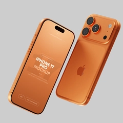 Free Orange iPhone 17 Pro Mockup Soft Shadows