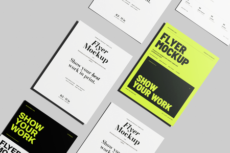 Free US Letter Flyer Poster Mockup On Minimal Background