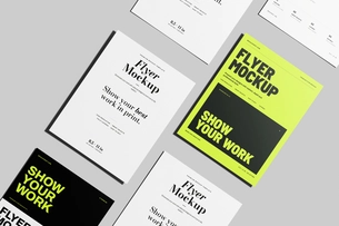 Free US Letter Flyer Poster Mockup On Minimal Background