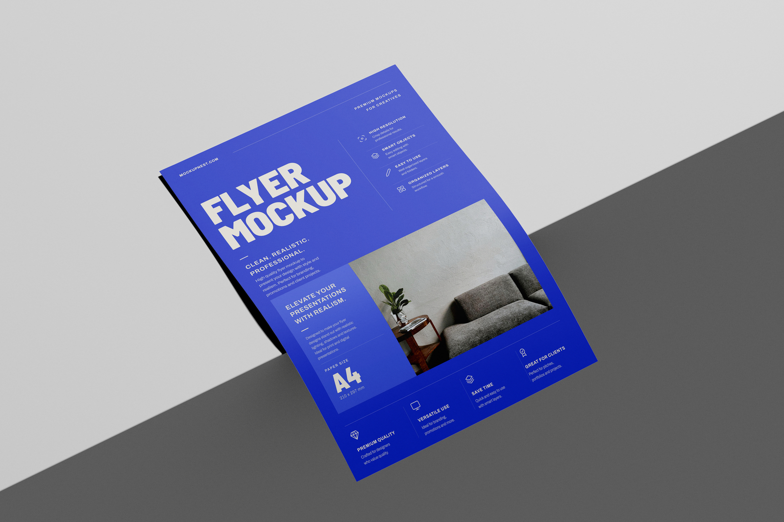 A4 EU Flyer Poster Mockup Perspective View