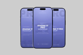 Free Blue iPhone 17 Pro Mockup Three Piece Set