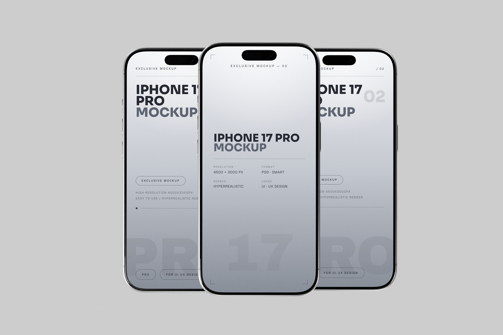 Free Silver iPhone 17 Pro Mockup On Minimal Background
