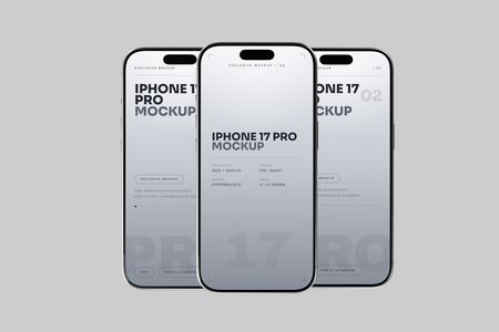Free Silver iPhone 17 Pro Mockup On Minimal Background