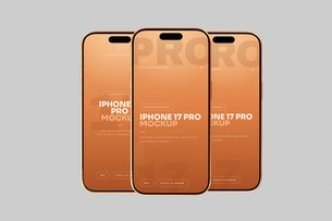 Orange iPhone 17 Pro Mockup With Soft Shadows
