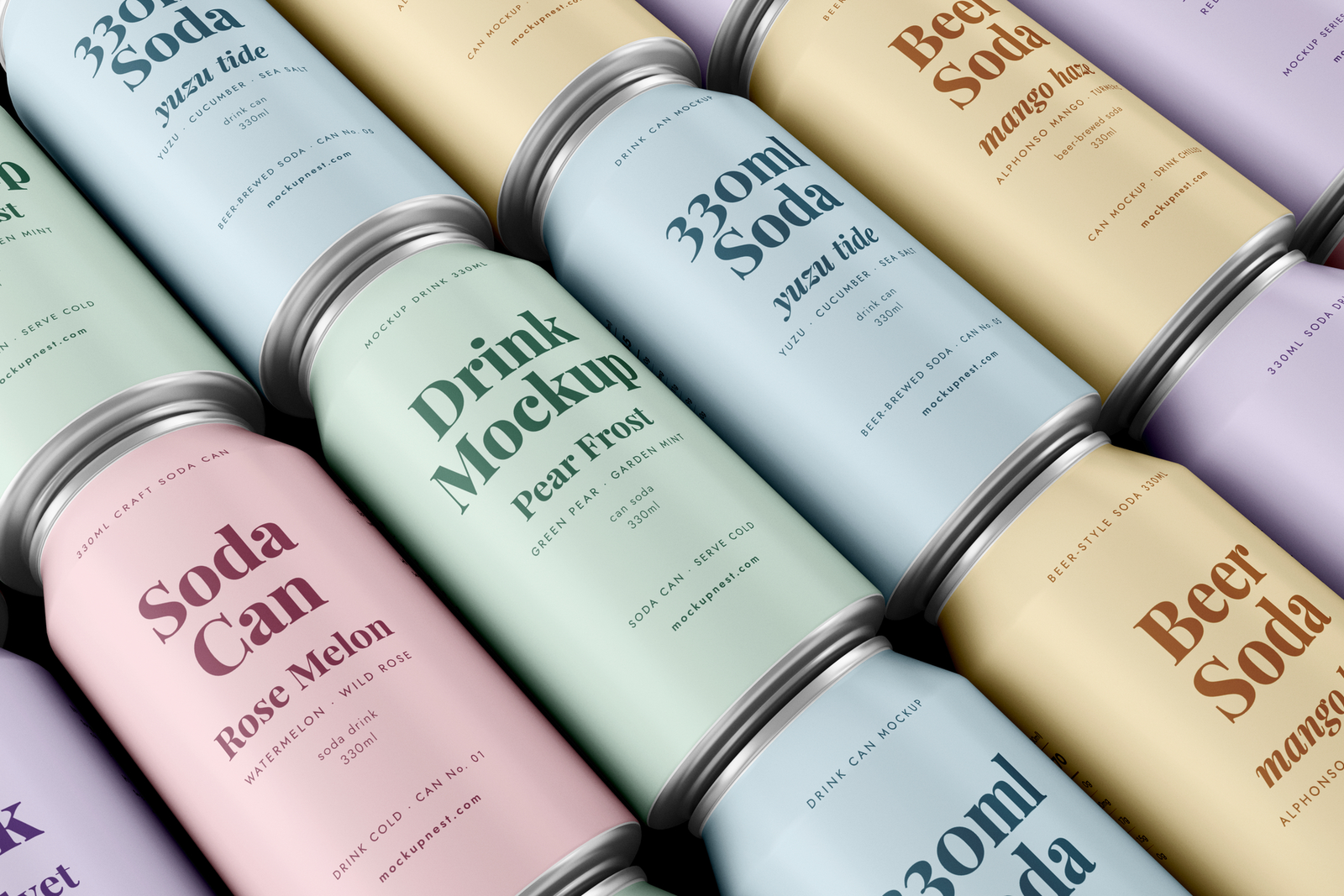 330ml Soda Beer Drink Can Mockup Studio Surface