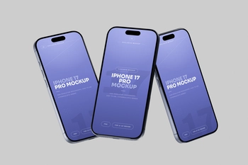 Free Blue iPhone 17 Pro Mockup Grid View