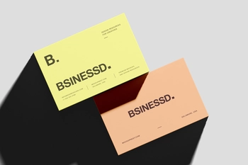 Free Stacked 85×55 Business Card Mockup On Display Block