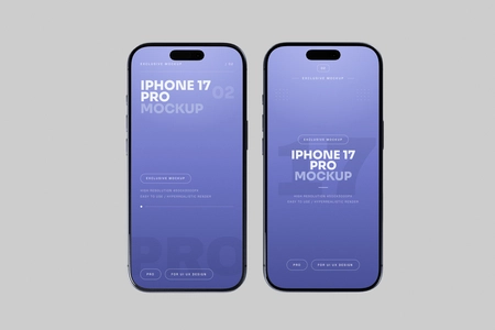 Blue iPhone 17 Pro Mockup On Clean Background