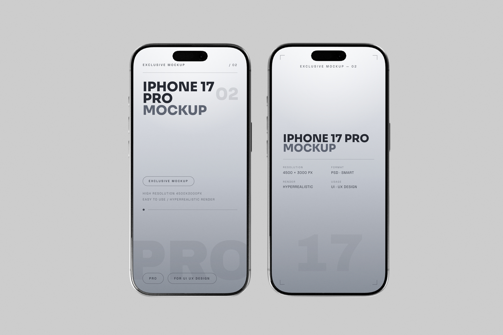 Free Silver iPhone 17 Pro Mockup Minimal Background Set