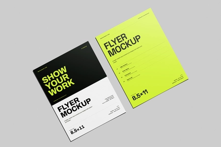 Free US Letter Flyer Poster Mockup Soft Shadows