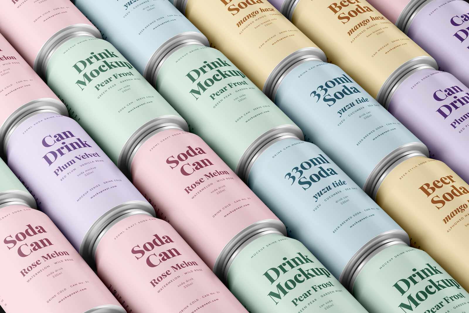 Free 330ml Soda Beer Drink Can Mockup On Tray