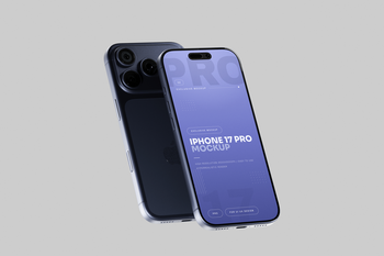 Free Blue iPhone 17 Pro Mockup Angled View