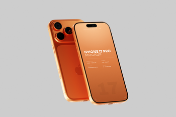 Free Orange iPhone 17 Pro Mockup Floating Front View