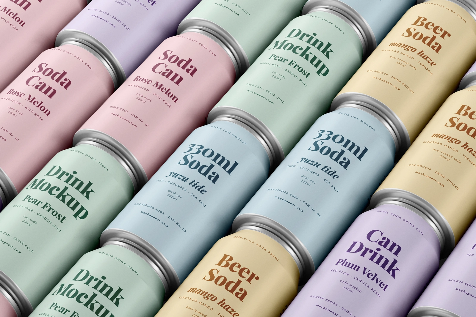 Free 330ml Soda Beer Drink Can Mockup On Surface