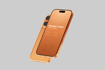 Free Orange iPhone 17 Pro Mockup In Studio Light
