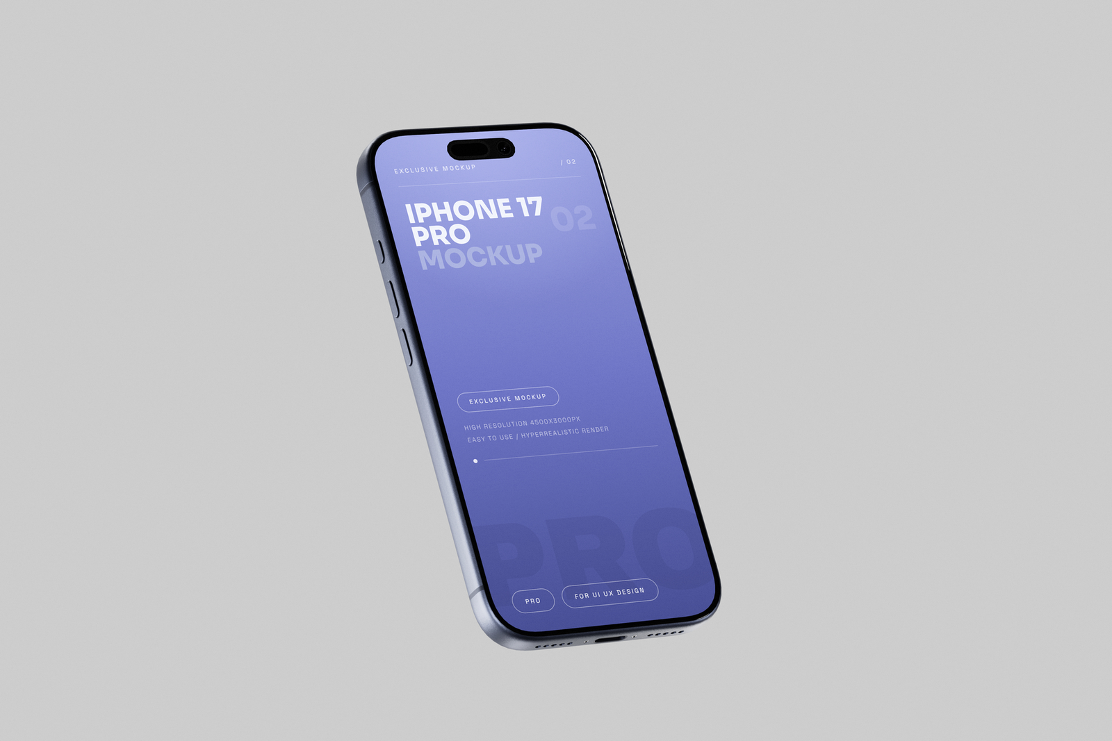 Blue iPhone 17 Pro Mockup Portrait