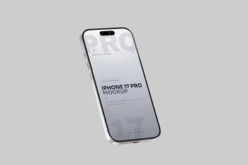 Free Silver iPhone 17 Pro Mockup Angled View