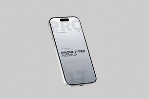 Free Silver iPhone 17 Pro Mockup Angled View