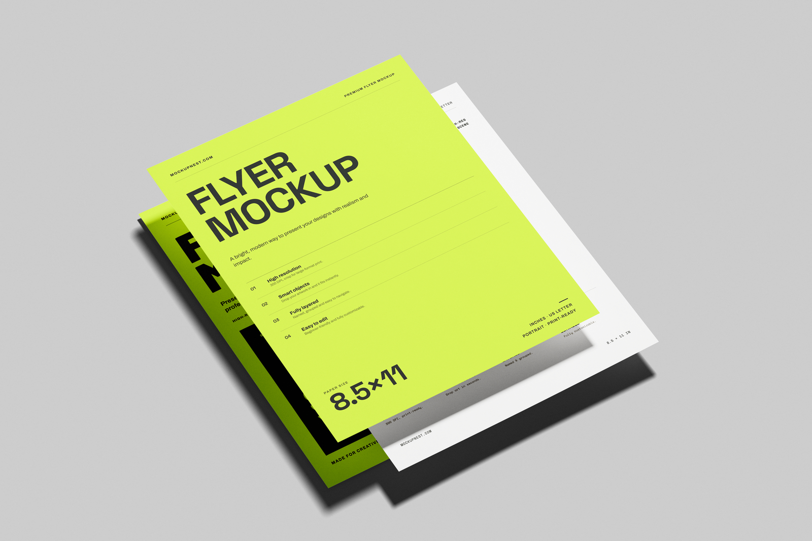 Free US Letter Flyer Poster Mockup Stack