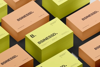 Stacked 85×55 Business Card Mockup On Dark Surface