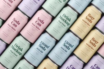 330ml Soda Beer Drink Can Mockup Top Down Angle