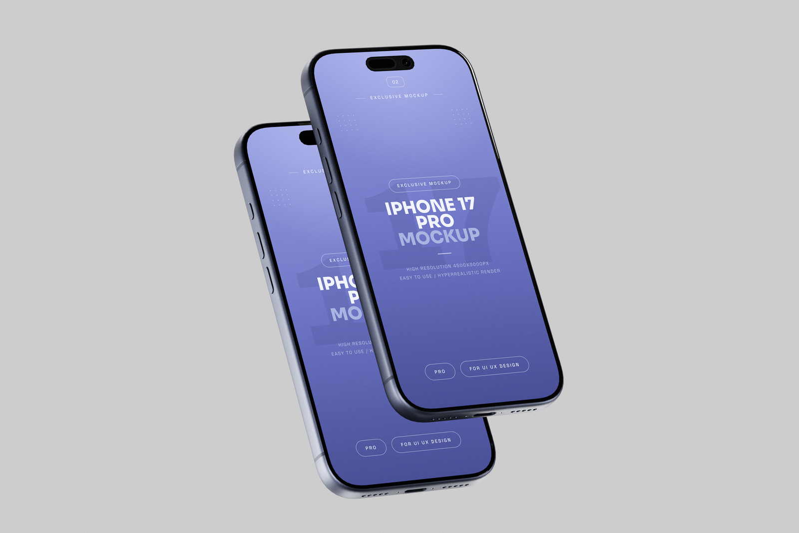 Free Blue iPhone 17 Pro Mockup Pair