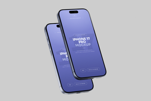 Free Blue iPhone 17 Pro Mockup Pair