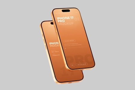Free Orange iPhone 17 Pro Mockup Clean Background