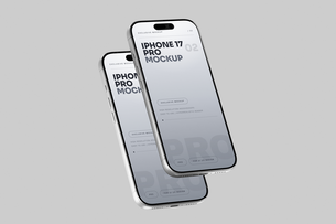 Free Silver iPhone 17 Pro Mockup Perspective View