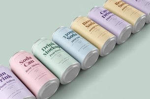 Free 330ml Soda Beer Drink Can Mockup Single