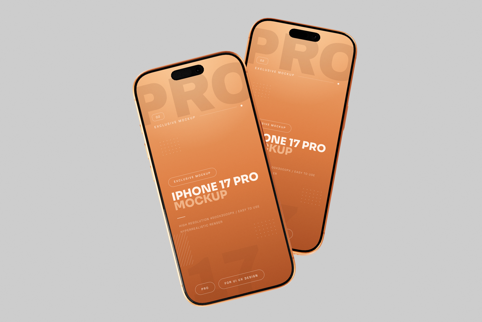 Free Orange iPhone 17 Pro Mockup On Clean Background