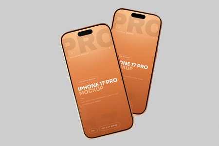 Free Orange iPhone 17 Pro Mockup On Clean Background