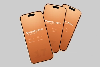 Free Orange iPhone 17 Pro Mockup Floating Set