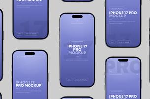 Free Blue iPhone 17 Pro Mockup Front View Set