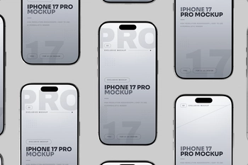 Silver iPhone 17 Pro Mockup Front View Set