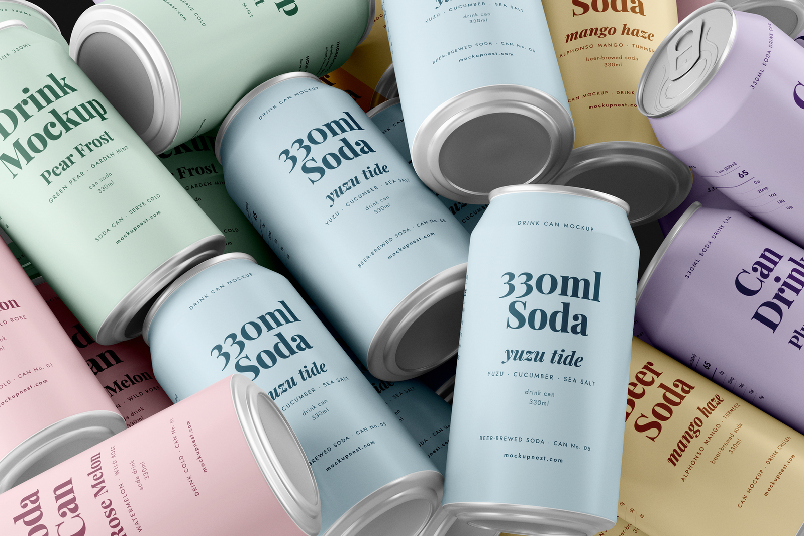 Free 330ml Soda Beer Drink Can Mockup Angled View