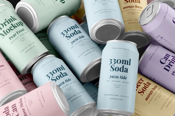 Free 330ml Soda Beer Drink Can Mockup Angled View