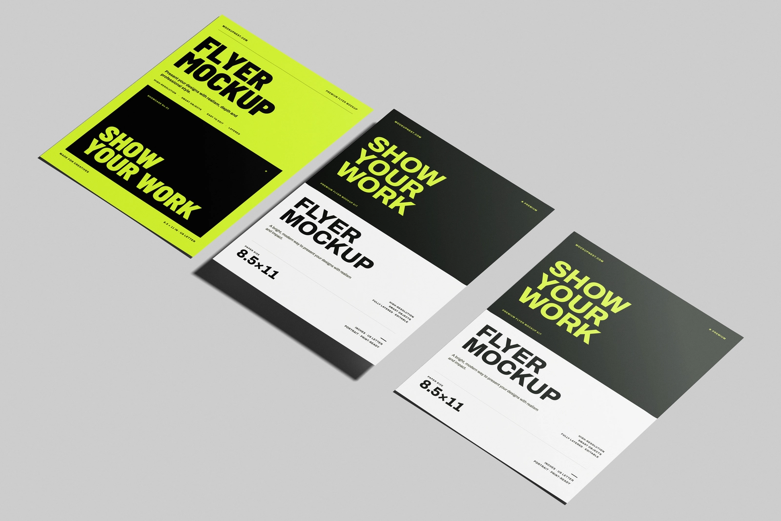 Free US Letter Flyer Poster Mockup On Floor